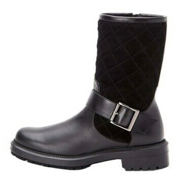 AQUATALIA 7.5 LILA BLACK LEATHER QUILTED SUEDE MOTO ANKLE BOOTS - Picture 12 of 12